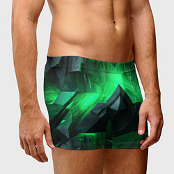 Трусы-боксеры мужские Зеленая абстракция геометрическая, цвет: 3D-принт — фото 2