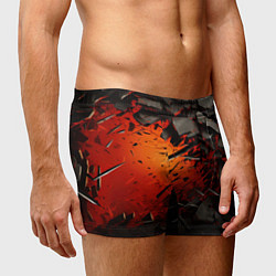 Трусы-боксеры мужские Черные камни на красном взрыв, цвет: 3D-принт — фото 2