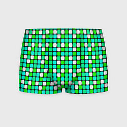 Трусы-боксеры мужские Зелёные и белые квадраты, цвет: 3D-принт