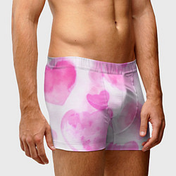 Трусы-боксеры мужские Розовые сердечки акварель, цвет: 3D-принт — фото 2