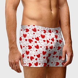 Трусы-боксеры мужские Красные сердечки на белом фоне, цвет: 3D-принт — фото 2