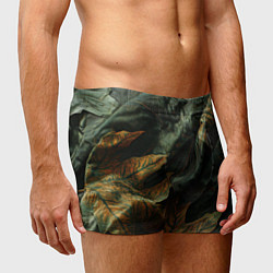 Трусы-боксеры мужские Реалистичный охотничий камуфляж из ткани и листьев, цвет: 3D-принт — фото 2