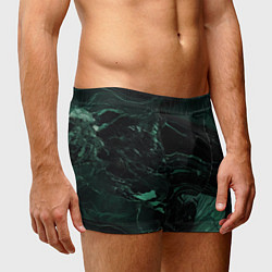 Трусы-боксеры мужские Черно-зеленый мрамор, цвет: 3D-принт — фото 2