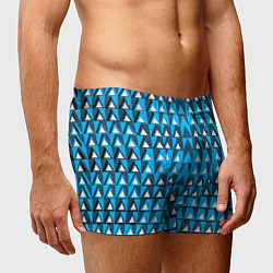 Трусы-боксеры мужские Узор из треугольников синий, цвет: 3D-принт — фото 2