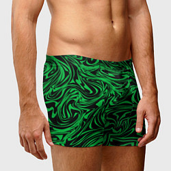 Трусы-боксеры мужские Узор на черном фоне с ярким зеленым абстрактным ди, цвет: 3D-принт — фото 2