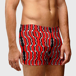 Трусы-боксеры мужские Красные и белые техно линии, цвет: 3D-принт — фото 2