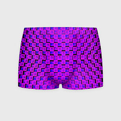 Трусы-боксеры мужские Фиолетовые квадраты на чёрном фоне, цвет: 3D-принт