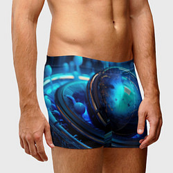 Трусы-боксеры мужские Кислотная синяя яркая неоновая абстракция, цвет: 3D-принт — фото 2