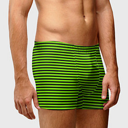 Трусы-боксеры мужские Кислотный зелёный в чёрную полоску, цвет: 3D-принт — фото 2