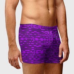 Трусы-боксеры мужские Чёрные полосы на фиолетовом фоне, цвет: 3D-принт — фото 2