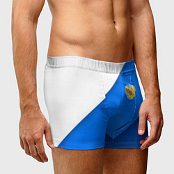 Трусы-боксеры мужские Герб РФ - синии полосы, цвет: 3D-принт — фото 2