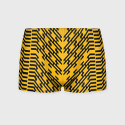 Трусы-боксеры мужские Чёрные полосы на жёлтом фоне, цвет: 3D-принт