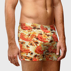Трусы-боксеры мужские Пицца с грибами и томатом - текстура, цвет: 3D-принт — фото 2