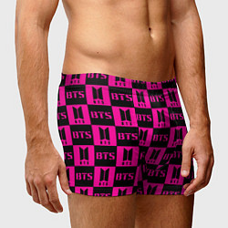 Трусы-боксеры мужские BTS pattern pink logo, цвет: 3D-принт — фото 2