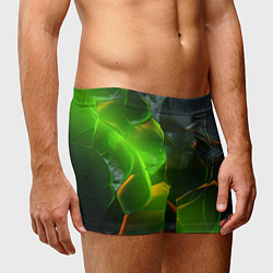 Трусы-боксеры мужские Зеленая абстрактная неоновая текстура, цвет: 3D-принт — фото 2