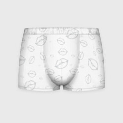 Трусы-боксеры мужские Паттерн серый контур губ на белом - lips, цвет: 3D-принт