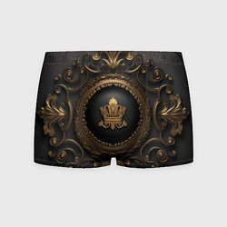 Трусы-боксеры мужские Классические золотые узоры и корона, цвет: 3D-принт