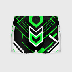 Трусы-боксеры мужские Полосы и зелёно-белый шестиугольник, цвет: 3D-принт