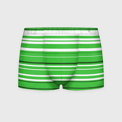 Трусы-боксеры мужские Бело-зелёный в полоску, цвет: 3D-принт