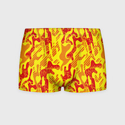Трусы-боксеры мужские Абстракция красный рисунок на желтом фоне, цвет: 3D-принт