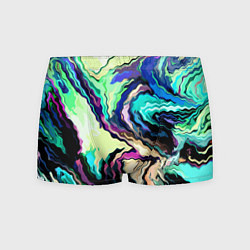 Трусы-боксеры мужские Абстракция смесь красок сине-зелёный, цвет: 3D-принт