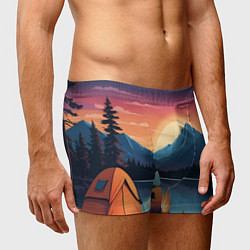 Трусы-боксеры мужские В лесу с палаткой, цвет: 3D-принт — фото 2