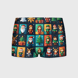Трусы-боксеры мужские Minecraft с новогодний паттерн, цвет: 3D-принт