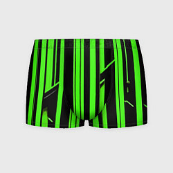 Трусы-боксеры мужские Толстые зелёные полосы на чёрном фоне, цвет: 3D-принт