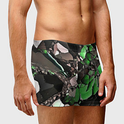 Трусы-боксеры мужские Чёрно-зелёный камень, цвет: 3D-принт — фото 2