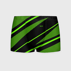 Трусы-боксеры мужские Sport чёрный и зелёный полосы, цвет: 3D-принт