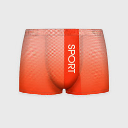 Трусы-боксеры мужские Sport красно-оранжевый с вертикальной полосой, цвет: 3D-принт