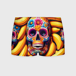 Мужские трусы Цветочный череп среди бананов - нейроарт