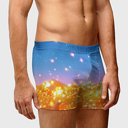 Трусы-боксеры мужские Золотые шарики на голубом фоне, цвет: 3D-принт — фото 2