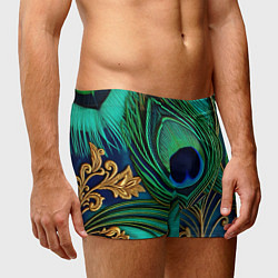 Трусы-боксеры мужские Зеленые перья павлина, цвет: 3D-принт — фото 2