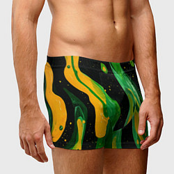 Трусы-боксеры мужские Зелено-желтая краска на черном, цвет: 3D-принт — фото 2