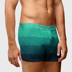 Трусы-боксеры мужские Бирюзовый градиент полосами, цвет: 3D-принт — фото 2