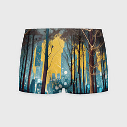 Трусы-боксеры мужские Дома и цифровой лес, цвет: 3D-принт