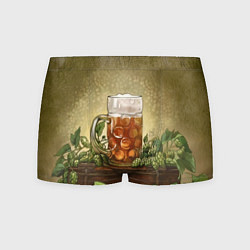 Трусы-боксеры мужские Кружка пива акварель, цвет: 3D-принт