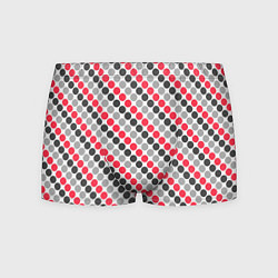 Трусы-боксеры мужские Красный и серый горошек ретро, цвет: 3D-принт