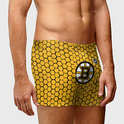 Трусы-боксеры мужские Бостон Брюинз - желтые соты, цвет: 3D-принт — фото 2