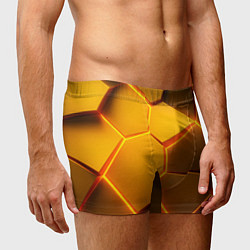 Трусы-боксеры мужские Желтые неоновые соты - текстура, цвет: 3D-принт — фото 2