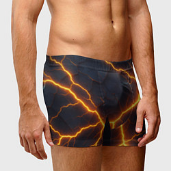 Трусы-боксеры мужские Молнии и черные объемные плиты, цвет: 3D-принт — фото 2