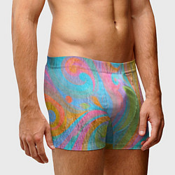 Трусы-боксеры мужские Абстракция - multicolored curves, цвет: 3D-принт — фото 2