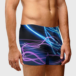 Трусы-боксеры мужские Неоновая абстракция на темном, цвет: 3D-принт — фото 2