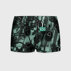 Мужские трусы Номер 456 на фоне масок игры в кальмара