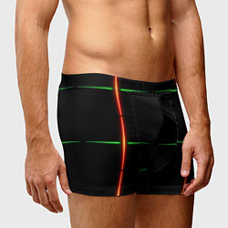 Трусы-боксеры мужские Color black green orange stripes, цвет: 3D-принт — фото 2