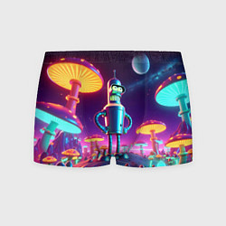 Трусы-боксеры мужские Ночёвка Бендера на планете светящихся гигантских г, цвет: 3D-принт