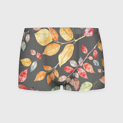 Трусы-боксеры мужские Шумный листопад на сером, цвет: 3D-принт