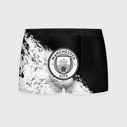 Трусы-боксеры мужские Манчестер сити черно белые краски, цвет: 3D-принт
