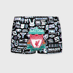 Трусы-боксеры мужские Логотипы игр Ливерпуль глитч, цвет: 3D-принт